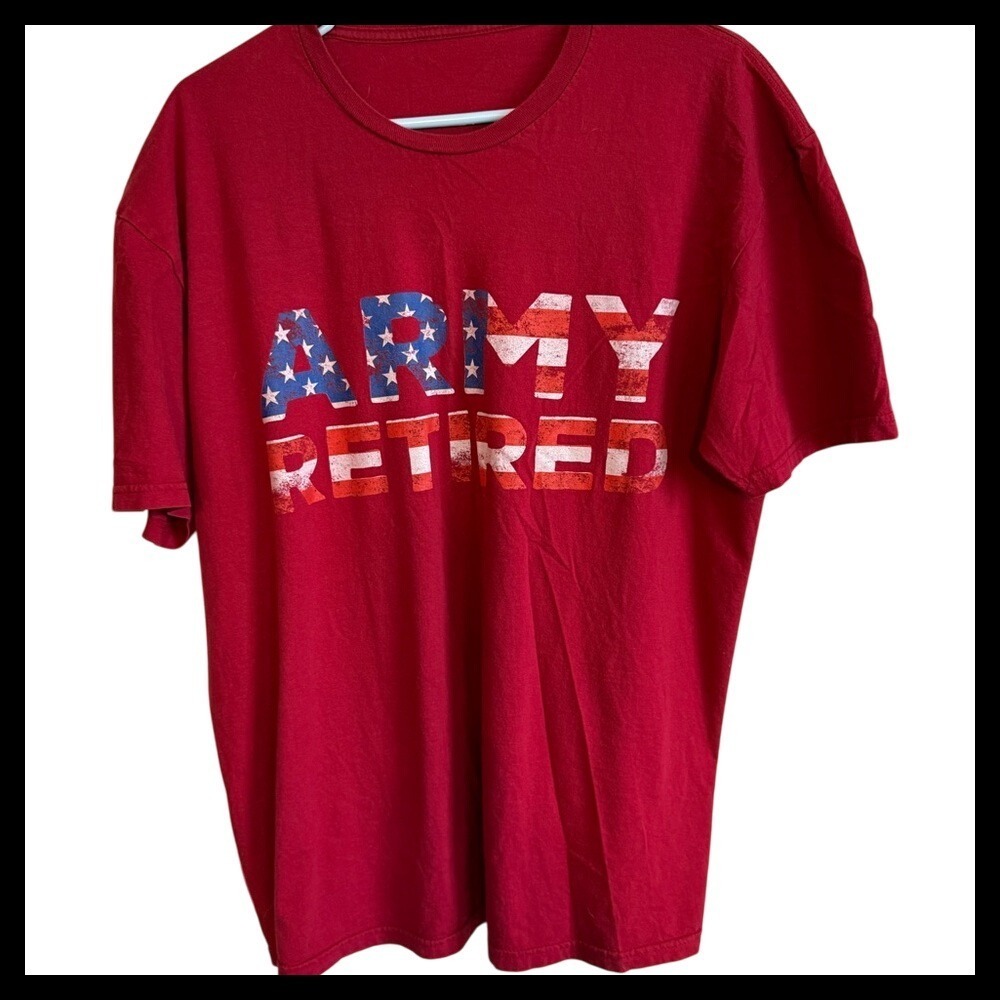 Army Retired T-Shirt Patriotic USA Flag Graphic‎ Tee Size XL